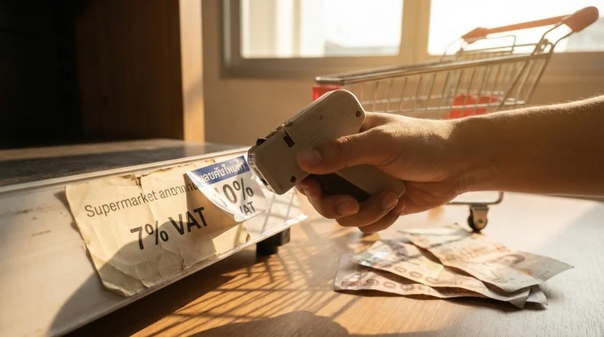 ภาพกราฟิกการปรับขึ้นภาษี VAT เป็น 10% และผลกระทบต่อราคาสินค้า